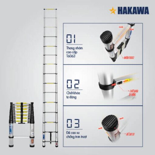 Thang nhôm rút đơn Hakawa HK-144