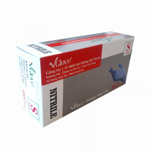 Găng tay y tế VGLOVE Nitrile 4.0g xanh (50 đôi/hộp)