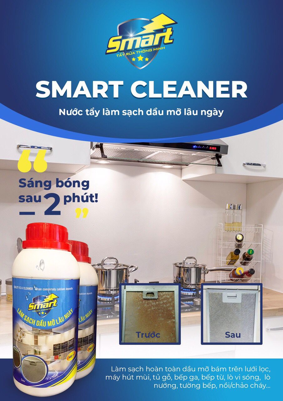 Kết quả hình ảnh cho Nước tẩy làm sạch dầu mỡ bếp lâu ngày Smart